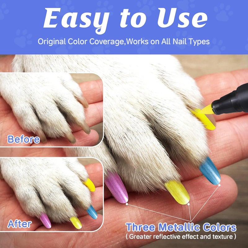 Cherocito Dog Nail Polish Pens Quick Dry, 15 Colors Safe Set for DIY Pretty Nails, Ideal Gifts for Dogs Cats Light Dark Nails, Odorless, Non-Toxic, Water-Based Pet Accessories - Image 3